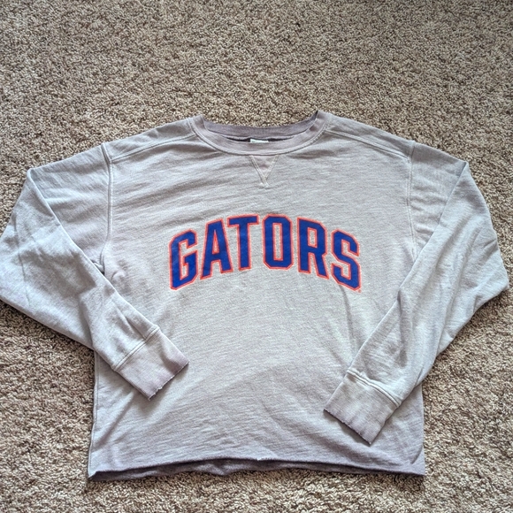 PINK Victoria's Secret Sweatshirt Women's Size Small FLORIDA GATORS Crop Burnout - Picture 1 of 11